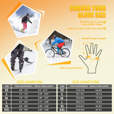 ihuan Winter Gloves Waterproof Windproof Mens Women - Warm Gloves Cold Weather, Touch Screen Fingers, Driving Biking Running Grey Small